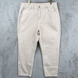 American Eagle Jeans Womens 14 Beige‎ Cotton Mid Rise Pants Classic Logo Preppy